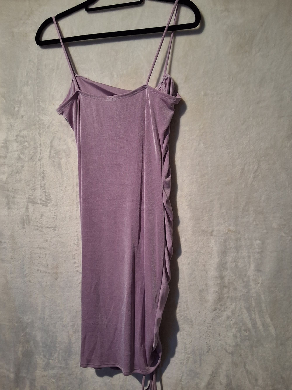 Lilac Ruched Side-Drawstring Mini Dress with Spaghetti Straps - Picture 5 of 8